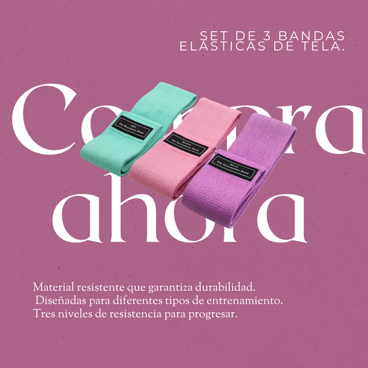 SET DE 3 BANDAS ELÁSTICAS DE TELA PLANAS