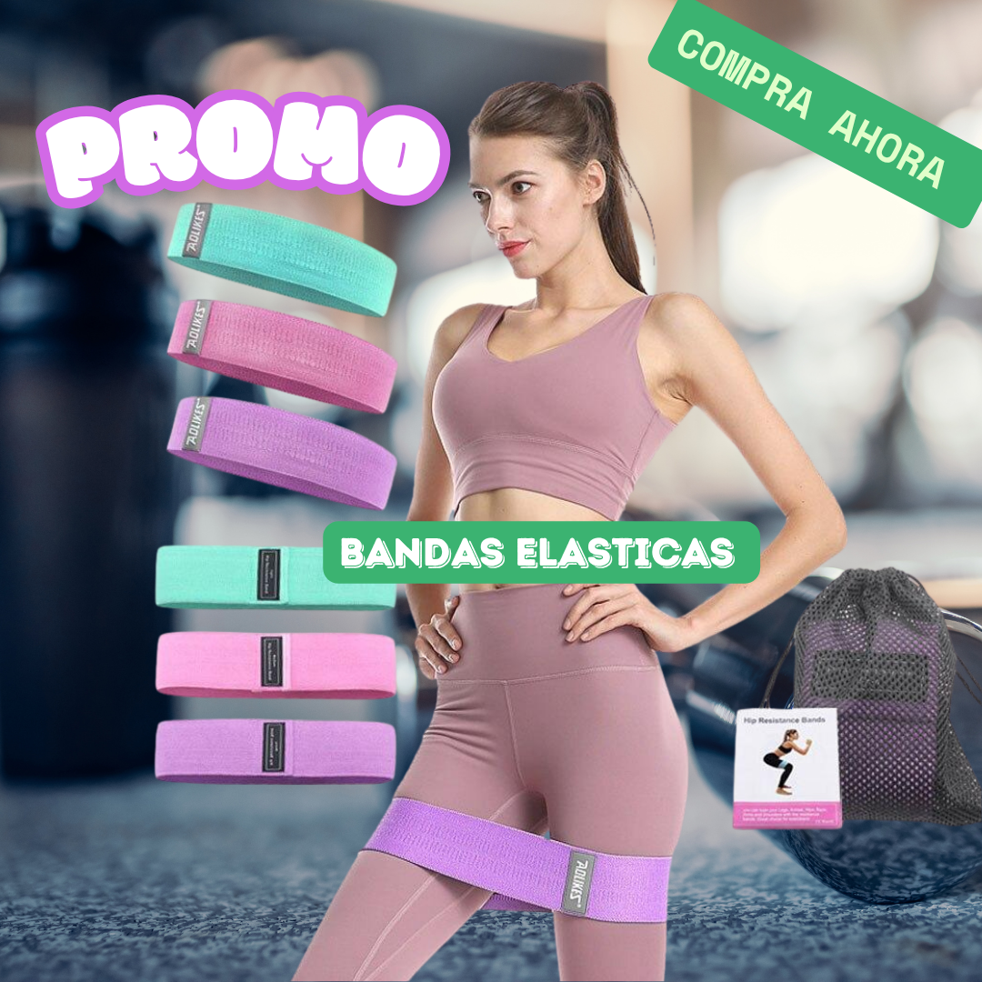 SET DE 3 BANDAS ELÁSTICAS DE TELA PLANAS