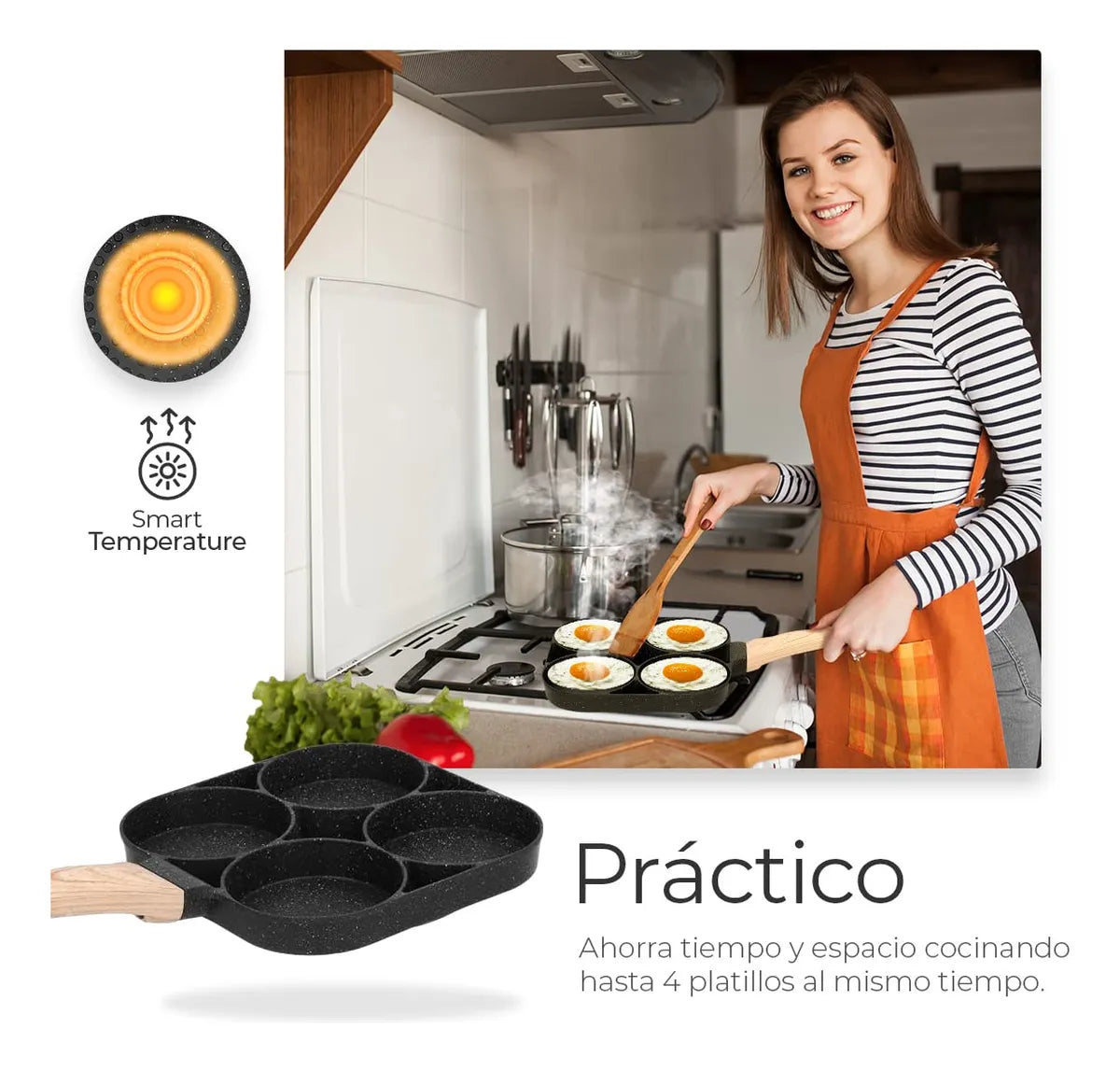 Sartén MultiChef 4 en 1 – Cocina antiadherente  Fácil y Rápida