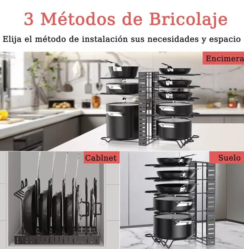 NUEVO ESTANTE ORGANIZADOR PARA OLLAS X 8 NIVE